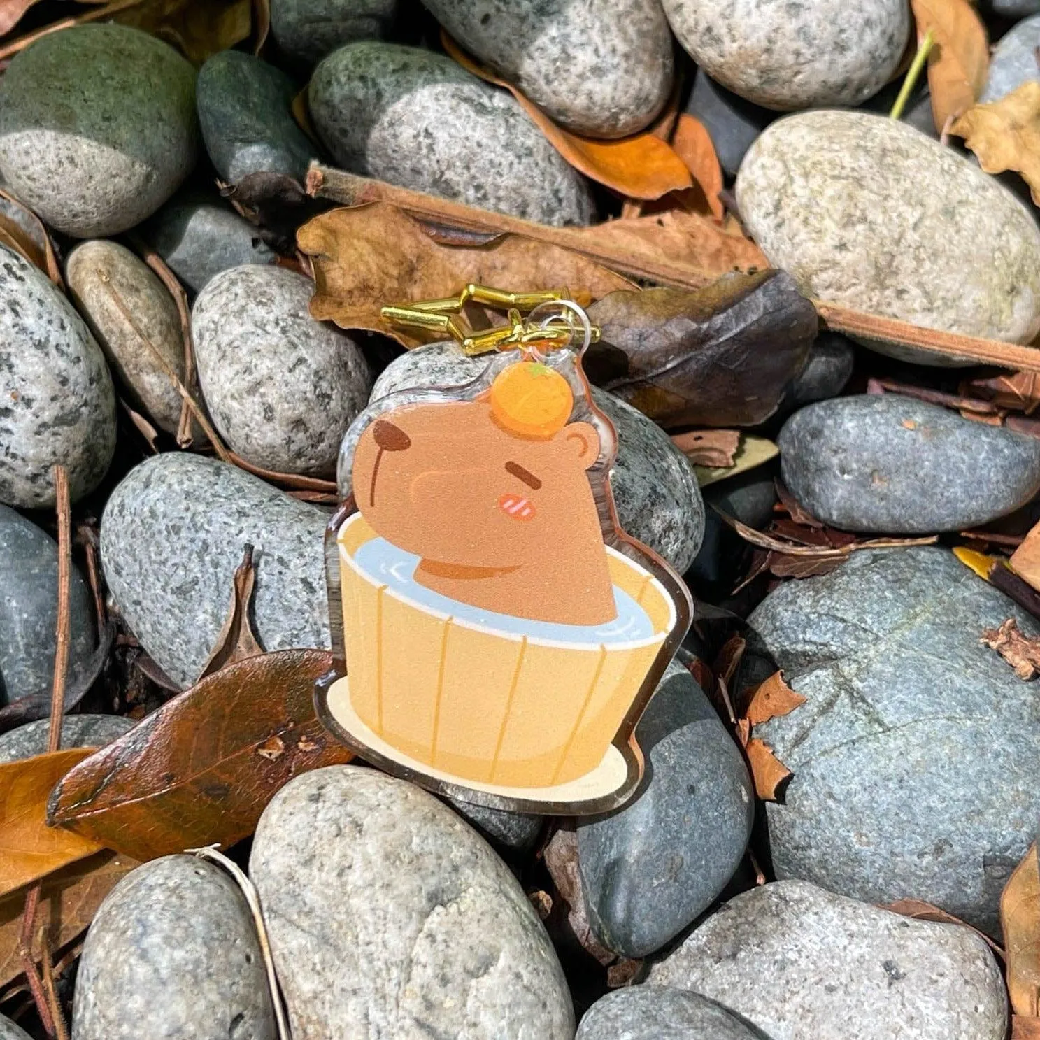 Acrylic Keychain - Capybara in Onsen