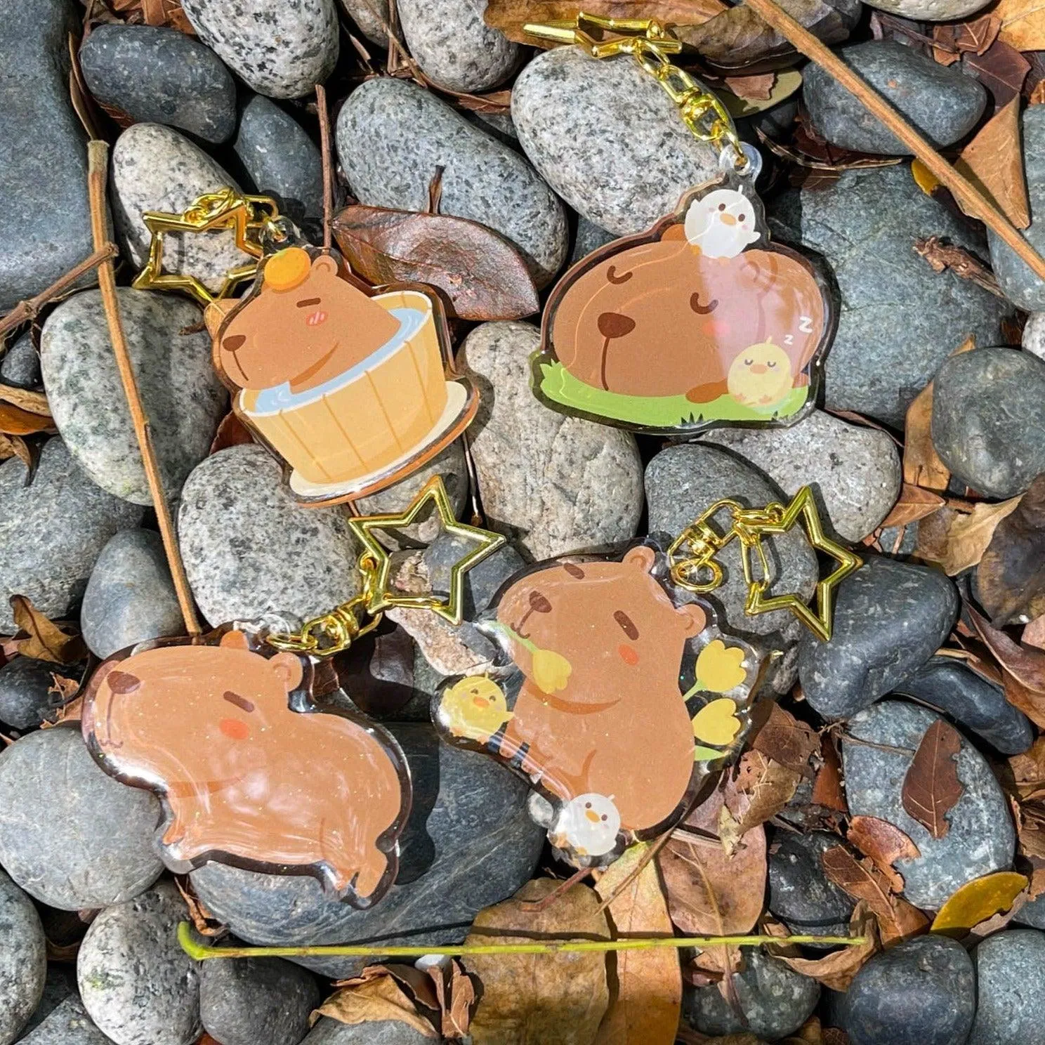 Acrylic Keychain - Capybara in Onsen
