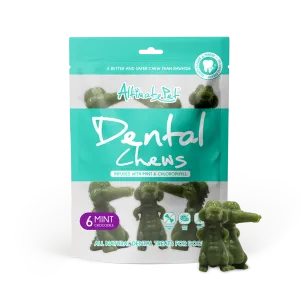 Altimate Pet Dog Dental Chews Infused with Mint & Chlorophyll - Mint Crocodile 6pcs