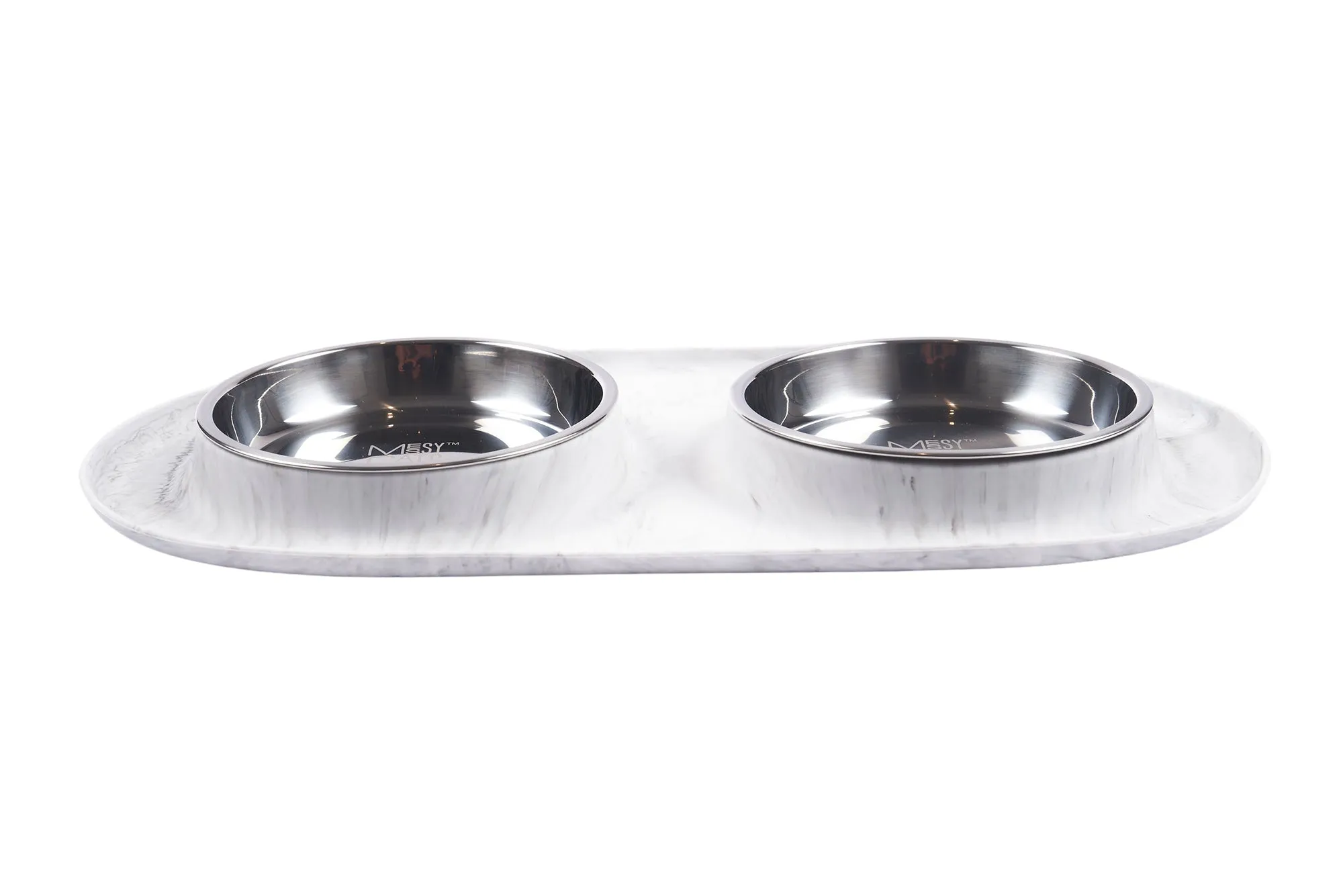 Double Silicone Cat Feeder with Stainless Steel Bowls, 1.75 Cups Per Bowl, Medium
