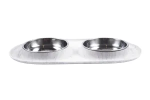 Double Silicone Cat Feeder with Stainless Steel Bowls, 1.75 Cups Per Bowl, Medium