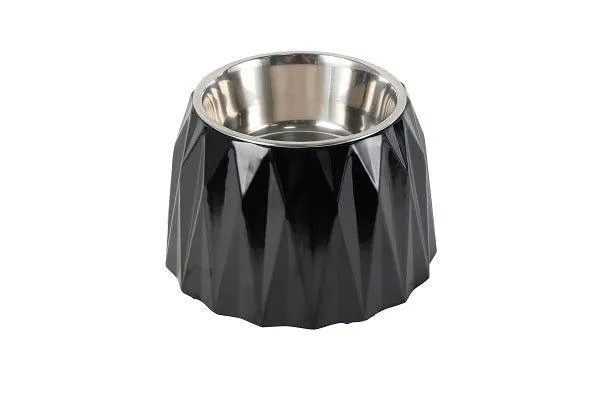 Elevated Diamond Dog Bowl - Black