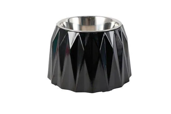 Elevated Diamond Dog Bowl - Black