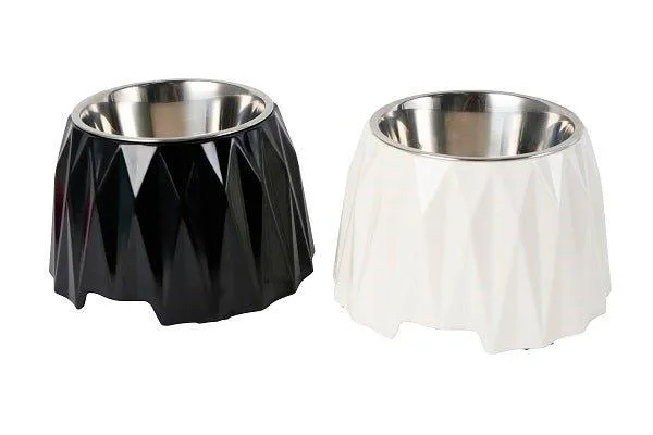 Elevated Diamond Dog Bowl - Black