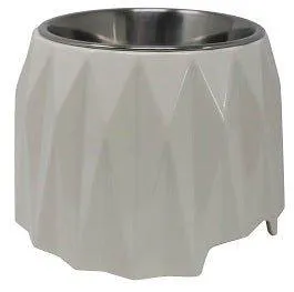 Elevated Diamond Dog Bowl - White