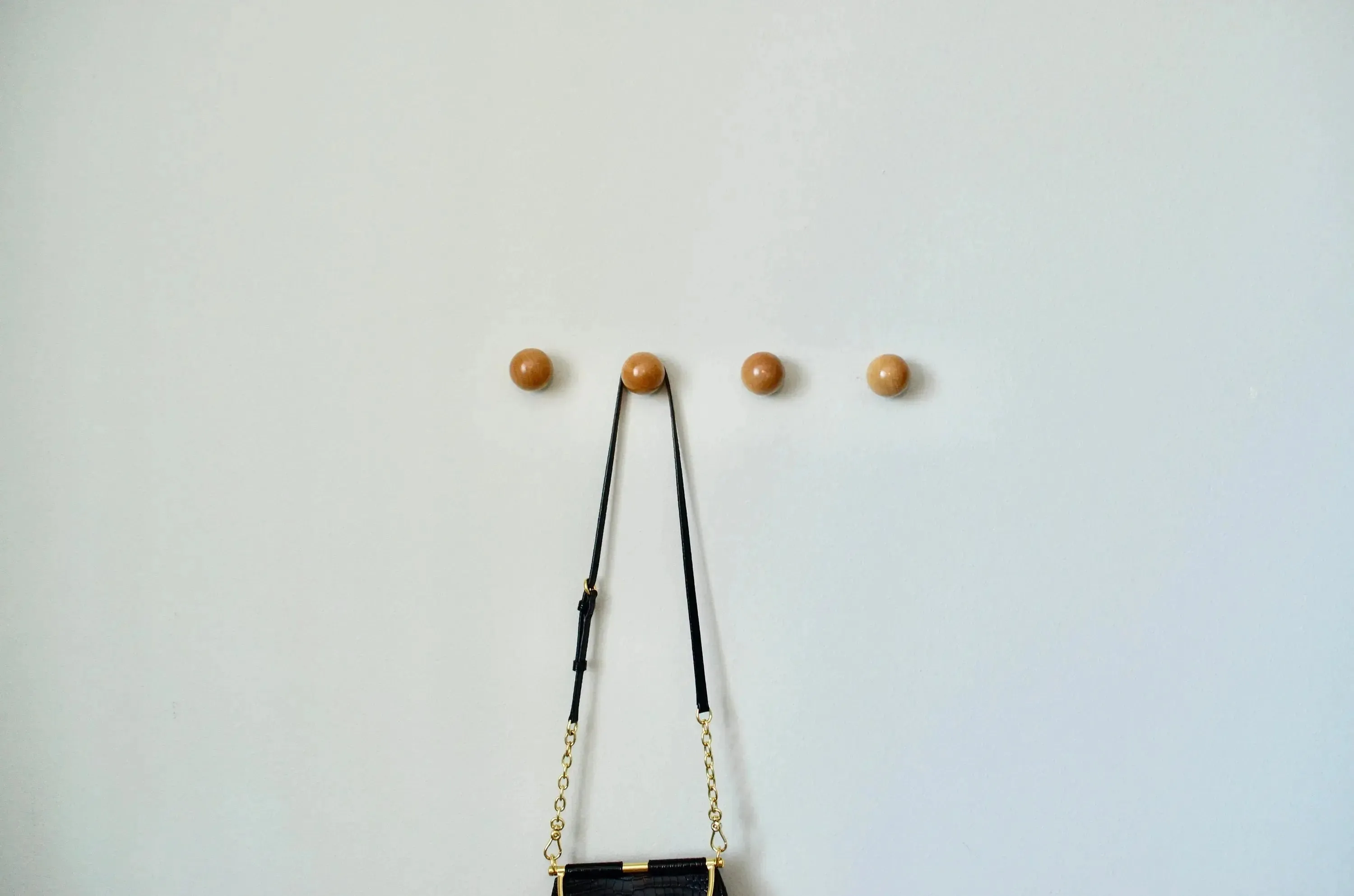 Modern Wood Ball Hooks, Single Organizer, Hat Rack, Towel Hook - Natural