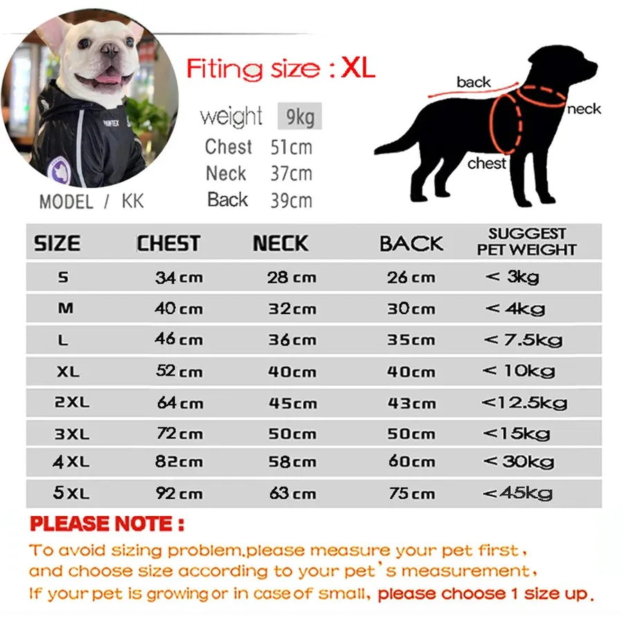 Pet Dog Waterproof Coat | The Dog Face Outdoor Jacket Raincoat with Reflective Strips for Small, Medium, & Large Dogs