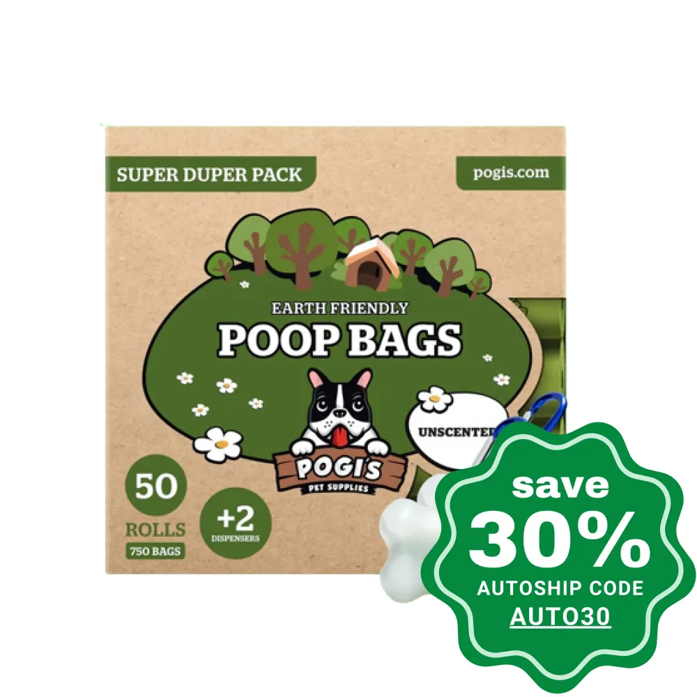 Pogi's Pet Supplies - Poop Bags - Unscented - 50 Packs - With 2 Dispensers
