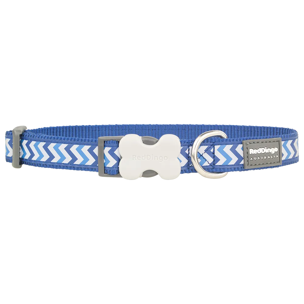 Red Dingo Dog Reflective Ziggy Collar Dark Blue S 12mm