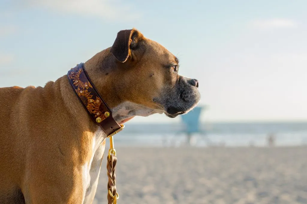 Sunflowers Leather Collar