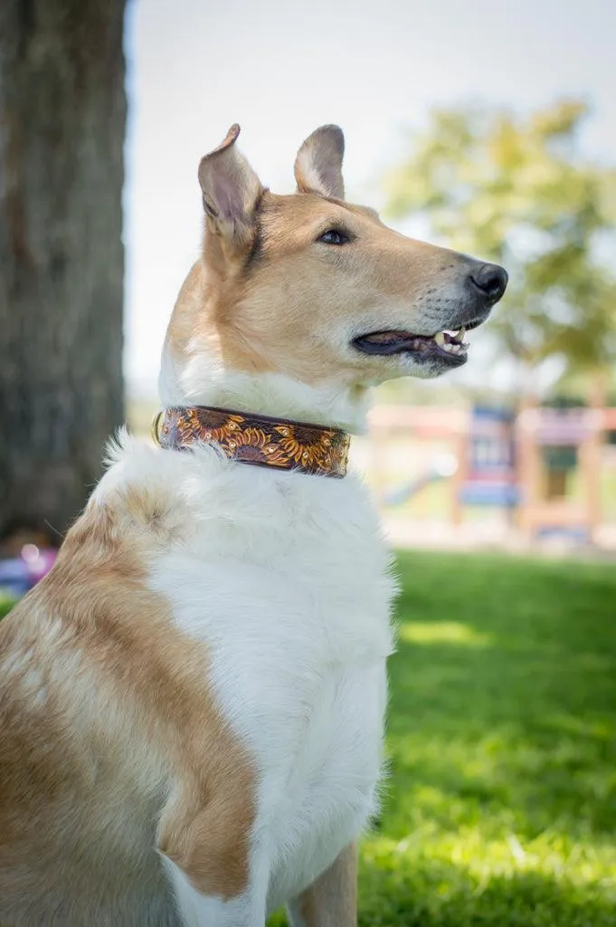 Sunflowers Leather Collar