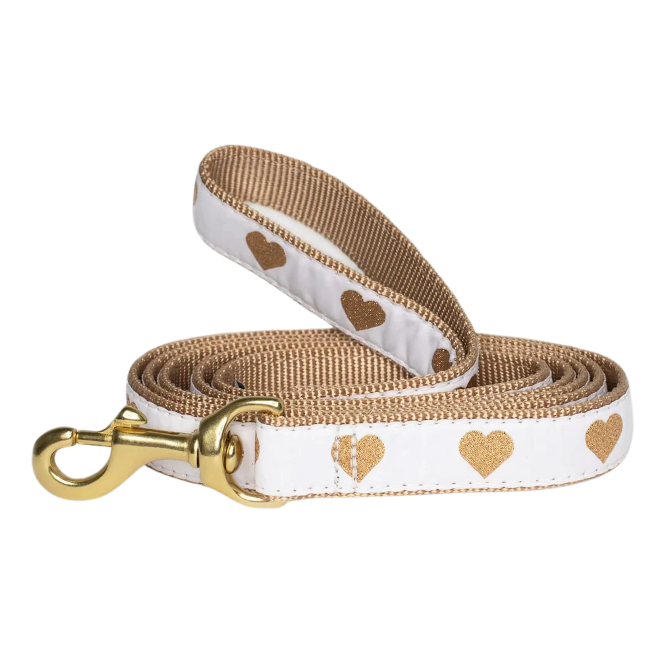 Teacup Leash | Hearts Of Gold White