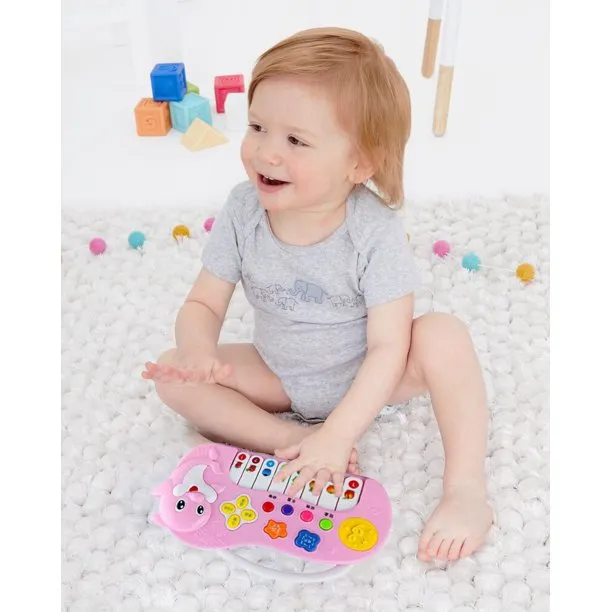 Terra Organ Piano Toy Learning & Education Baby Stories, New Early Education Puzzle Dolphin Magic Music Electronic Toy Musical Instrument | Pink