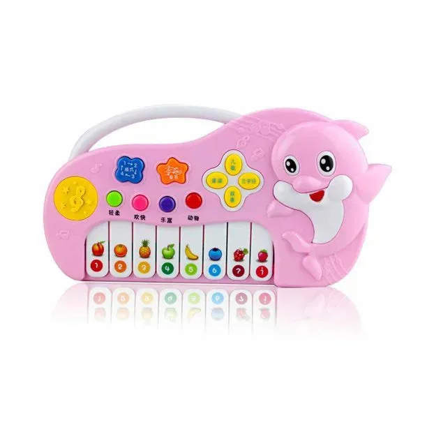 Terra Organ Piano Toy Learning & Education Baby Stories, New Early Education Puzzle Dolphin Magic Music Electronic Toy Musical Instrument | Pink