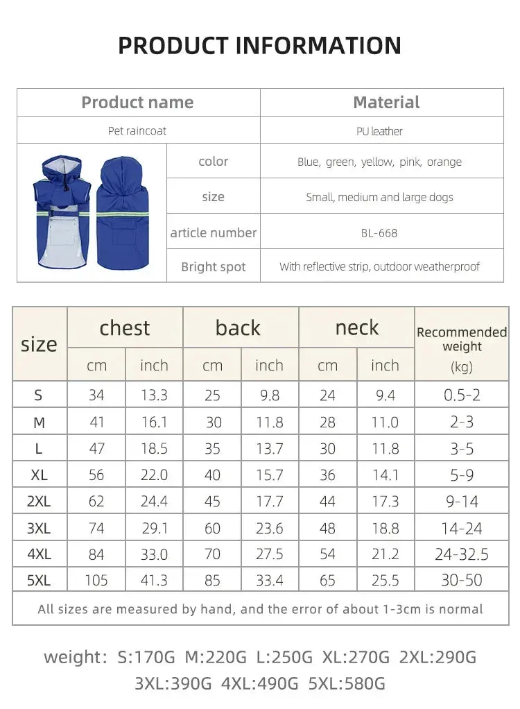 Waterproof Reflective Raincoat for Large Dogs